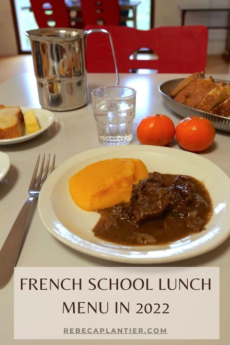 French Lunch Recipes, French Meals Traditional, French Lunch Ideas, French School Lunch, Elementary School Lunch, French Lunch, School Lunch Menu, Daycare Meals, Desk Lunch