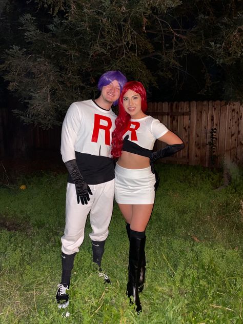 Pokemon Team Rocket Costume, Team Rocket Couple Costume, Team Rocket Halloween, Rocket Halloween Costume, Team Rocket Costume, Rocket Cosplay, Team Rocket Cosplay, Rocket Costume, Halloween Couples Costume