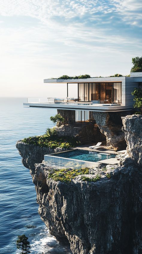 Cliffside Villas Luxury Living Dramatic Views Villas Luxury, Luxurious Villa, Lake Homes, Waterfront Homes, Ocean Views, Coastal Living, Ocean View, Luxury Living, Lake House