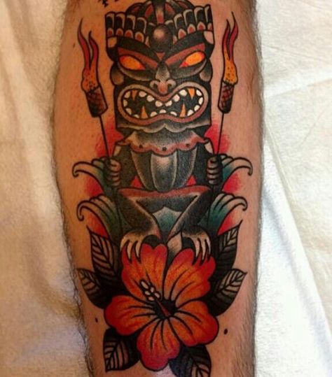 Hawaiian Tattoo Meanings, Arm Tattos, Hawaii Tattoo, Old School Love, Western Tattoo, Best 3d Tattoos, Hawaiian Tattoos, Tropical Tattoo, Tiki Tattoo