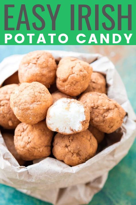 Irish Potato Candy Recipe, Potato Candy Recipe, Irish Potato Candy, St Patricks Food, St Patrick Day Snacks, Coconut Cream Cheese, Potato Candy, Irish Potato, Irish Potatoes