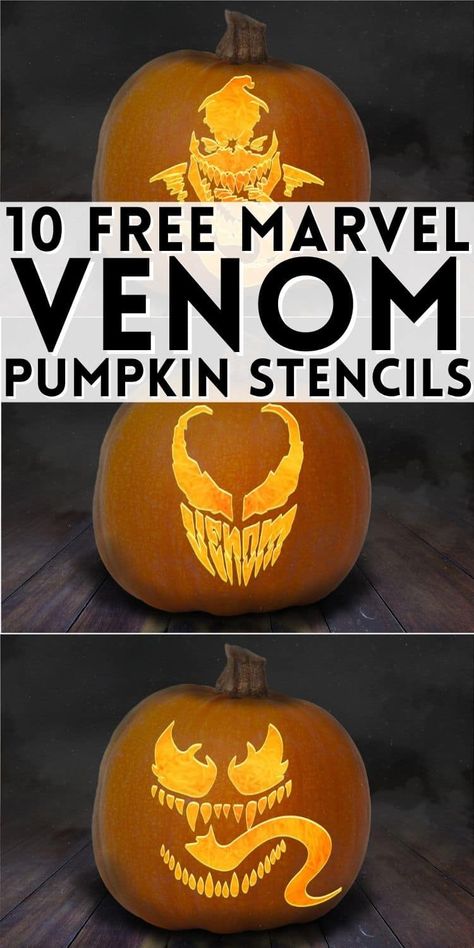 Scary Pumpkin Stencils Free Templates, Venom Pumpkin Carving, Marvel Pumpkin Carving, Iron Man Pumpkin, Batman Pumpkin Carving, Venom Pumpkin, Carnage And Venom, Pumpkin Carving Stencils Templates, Pumpkin Templates