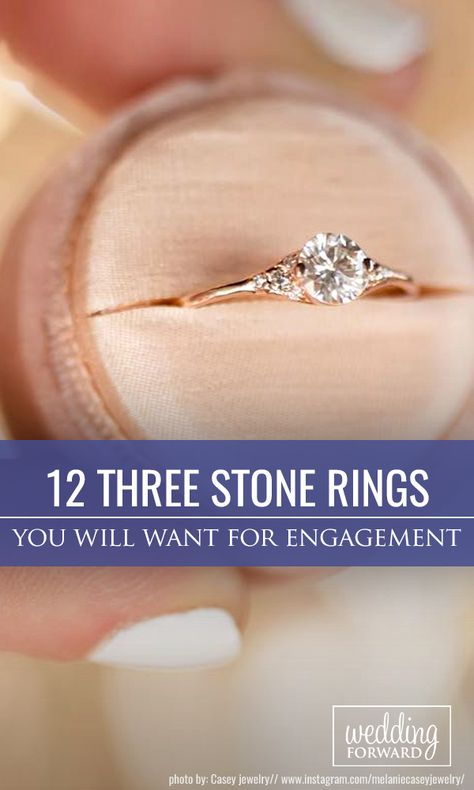 15 Three Stone Engagement Rings You Will Want ❤ A three-stone engagement ring has great symbolism and meaning because the three diamonds are displayed to represent your past, present and future together. See more: http://www.weddingforward.com/three-stone-engagement-rings/ #wedding #three #stone #engagement #rings Classic Three Stone Wedding Ring, Flat Engagement Rings, Three Diamond Engagement Ring, Mixed Metal Engagement Rings, Marriage Ring, Trending Ideas, Engagement Ring Inspiration, 3 Stone Engagement Rings, Design Your Life