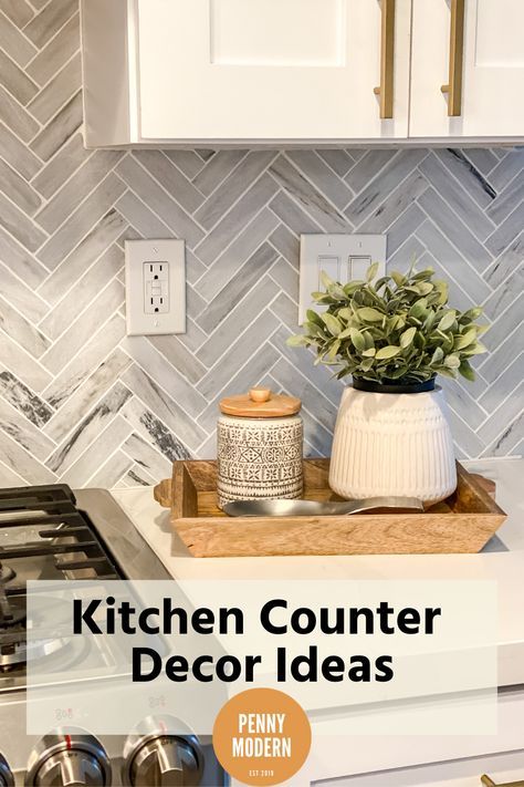 Staging Kitchen Counters Modern, Open Kitchen Counter Ideas, Countertop Decor Ideas Minimalist, How To Decorate Around Kitchen Sink, Basket Kitchen Counter, Kitchen Counter Decoration Ideas, How To Decorate Kitchen Countertops Farmhouse, Kitchen Countertop Decor Ideas Modern, Coastal Kitchen Counter Decor