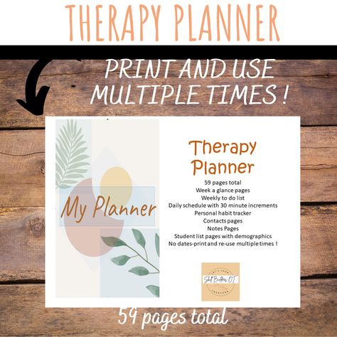 Therapy Planner for OT, PT, and ST ! Get organized with this planner designed with Therapists in mind. Simple and easy to print and use immediately. Dateless for long term use. Therapy Planner, Occupational Therapist, Nutrition Coach, Daily Schedule, Habit Tracker, Get Organized, Planner Design, Weekly Planner, Getting Organized