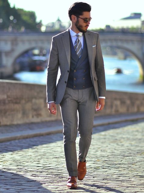 Guide to Men's Cocktail Dress Code | Man of Many Cocktail Dress Code, Cocktail Attire Men, Terno Slim, Grey Suit Men, A Man In A Suit, Tailored Fashion, Man In A Suit, Double Breasted Waistcoat, Dress Attire