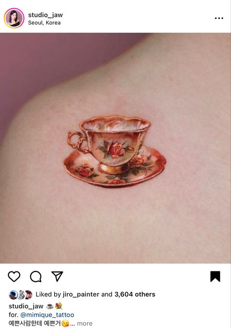 Dainty Teacup Tattoo, Vintage Teacup Tattoo, Teacup Tattoo Vintage, Expressive Tattoos, Cup Of Tea Tattoo, Mums Tattoo, Tea Cup Tattoo, Sunflower Tea, Tea Tattoo