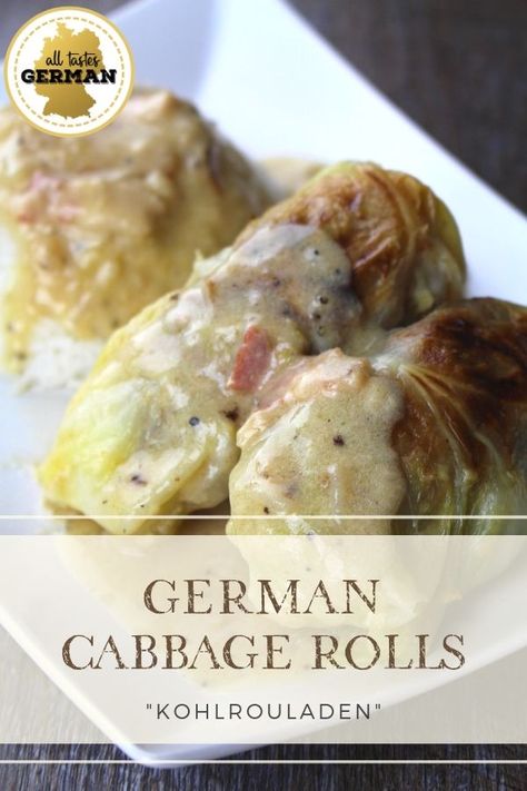 Easy Different Dinner Ideas, German Cabbage Rolls Recipe, German Cabbage Recipes, Swedish Cabbage Rolls, Cabbage Rolls With White Sauce, Dishes With Sauerkraut, German Comfort Food Recipes, Volga German Recipes, Russian Cabbage Rolls