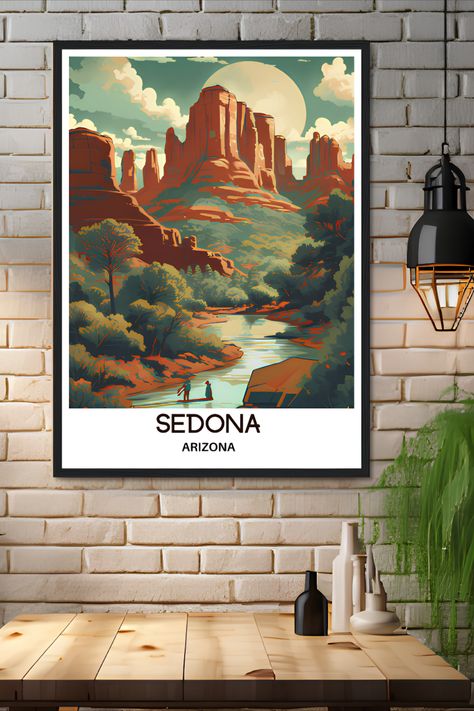 Elevate your surroundings with the elegance and charm of this Sedona travel print and indulge in the wonders of this captivating place every day. Sedona Art, Sedona Travel, Apartment Art, Sedona Arizona, Deco Art, North America Travel, Iconic Landmarks, Dream Board, America Travel