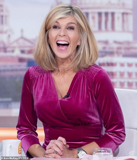 Cheeky Pose, Kate Galloway, Roman Kemp, Charlotte Hawkins, Kate Garraway, Good Morning Britain, Red Coat, Purple Velvet, Red Blouses