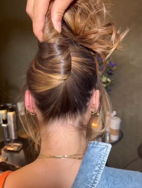 Kim Kardashian Updo Tutorial: How To Recreate The 'Pammy' | BEAUTY/crew Kim K Updo Tutorial, Kim Kardashian Hair Up, Kim K Bun, Kim Kardashian Bun, Kim K Updo, Kardashian Updo, Kim Kardashian Updo, Kim Kardashian Ponytail, Kim K Blonde