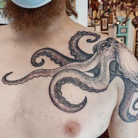 Octopus Tattoos On Shoulder, Octopus Tattoos For Men Shoulder, Shoulder Octopus Tattoo, Cracken Octopus, Octopus Tattoos Shoulder, Octopus Chest Tattoo, Octopus Shoulder Tattoo, Tattoo Octopus, Octopus Images