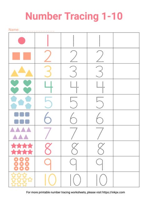 Trace Numbers 1-10, Tracing Numbers Free Printable 1-10, Number 10 Worksheet Preschool, Number Tracing Worksheets, Free Printable Numbers, Number Tracing, Printable Numbers, Tracing Worksheets, Preschool Worksheets