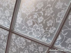 inexpensive DIY privacy window covering with lace, Annabel Vita on Remodelaholic Diy Lace Privacy Window, Kitchen Window Treatments Ideas, Bathroom Window Privacy, Lace Window Treatments, Diy Kitchen Lighting, Simple Window Treatments, Bathroom Window Treatments, Traditional Curtains, Lace Window