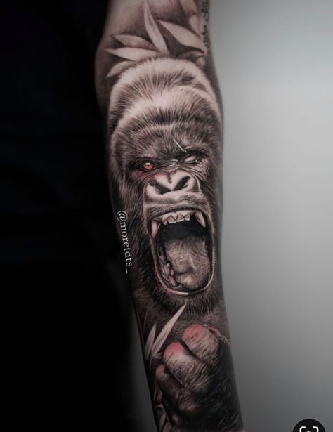 Gorilla Forearm Tattoo Men, Gorilla Realism Tattoo, Gorilla Leg Tattoo, Gorilla Arm Tattoo, Gorilla Tattoos For Men, Gorilla Forearm Tattoo, Gorrila Tattoos Men, Gorilla Tattoo Sleeve, Gorilla Back Tattoo