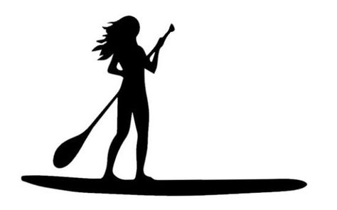 Paddle Board Silhouette, Paddle Boarding Tattoos, Paddle Board Tattoo Ideas, Sup Tattoo, Paddleboard Tattoo, Paddle Board Tattoo, Surfboards Artwork, Delicate Tattoos For Women, Sup Girl