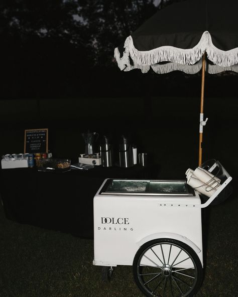 Madeleine + Thomas 🏹🦢🪩🤍 Venue: @historicwhitewood Hair and makeup: @fbjweddings Catering: @goodrichgourmet Florals: @greysoldesigns Cake: @sugarandsaltrva Ice cream cart: @dolcedarlingllc Ice Cream Instead Of Wedding Cake, Ice Cream At Wedding, Ice Cream Cart Wedding, Ice Cream Wedding, Ice Cream Cart, Icecream Bar, Wedding Bar, Hair And Makeup, Wedding Engagement