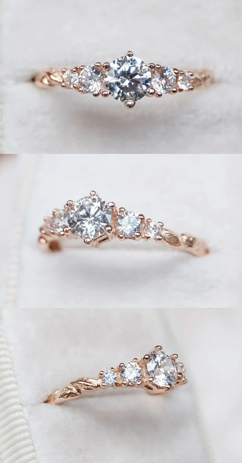 round moissanite engagement ring, moissanite engagement, five stone ring, unique engagement, diamond alternative ring, moissanite ring gold Engagement Rings Alternative Stones, Unconventional Engagement Rings, Fairytale Engagement Rings, Alternative Ring, Symbols Of Love, Round Moissanite Engagement Ring, Engagement Ring Moissanite, Diy Jewelry Unique, Diamond Alternatives