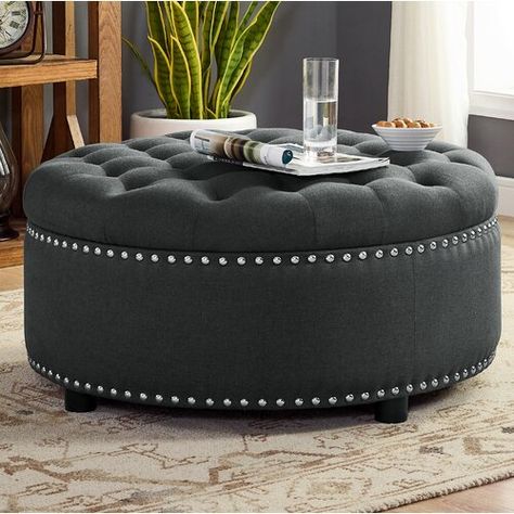 Red Barrel Studio® Aradale Chaise Lounge & Reviews Ottoman As Coffee Table, Modern Glam Living Room, Egyptian Home Decor, Leather Cocktail Ottoman, Stylish Living Room Furniture, Tire Furniture, Faux Leather Ottoman, Elegant Living Room Decor, Round Storage Ottoman