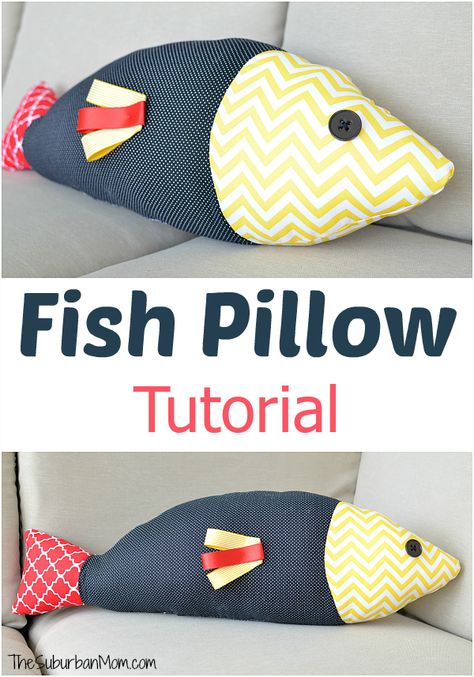 Make a DIY fish shaped pillow with this step-by-step fish pillow tutorial. Stuffed fish for kids or for home decor. Fish Shaped Pillow, Diy Crafts Ideas, Suburban Mom, Fish Pillow, Rabbit Crafts, Fabric Fish, Pillow Tutorial, Memory Pillows, Kids Fishing