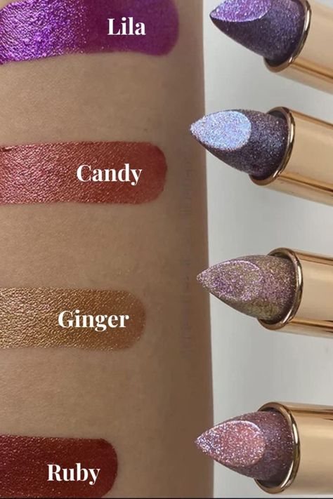 Mynena Sexy Shimmer Lipstick with Silver Gold Glitter Hydrating Formula Vibrant Color | Talc-Free Paraben-Free Gluten-Free Cruelty-Free Sulfate-Free - Ruby True Beauty Makeup, Shimmer Lipstick, Metallic Lipstick, Pink Metallic, Sulfate Free, Guilt Free, All Skin Types, Rose Pink, True Beauty