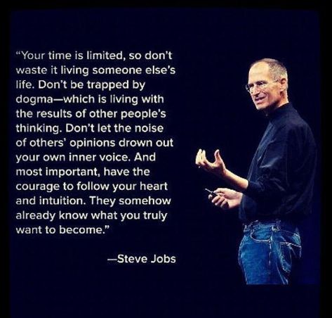 ‪Quintessential entrepreneur, Steve Jobs stated these words in a commencement speech at Stanford University in 2005. Certainly, it was a very inspiring speech to Stanford graduates ready to conquer the world. ‬ Steve Jobs Speech, Jobs Quotes, Steve Jobs Quotes, Inner Voice, Follow Your Heart, Steve Jobs, Entrepreneur Quotes, Famous Quotes, Great Quotes