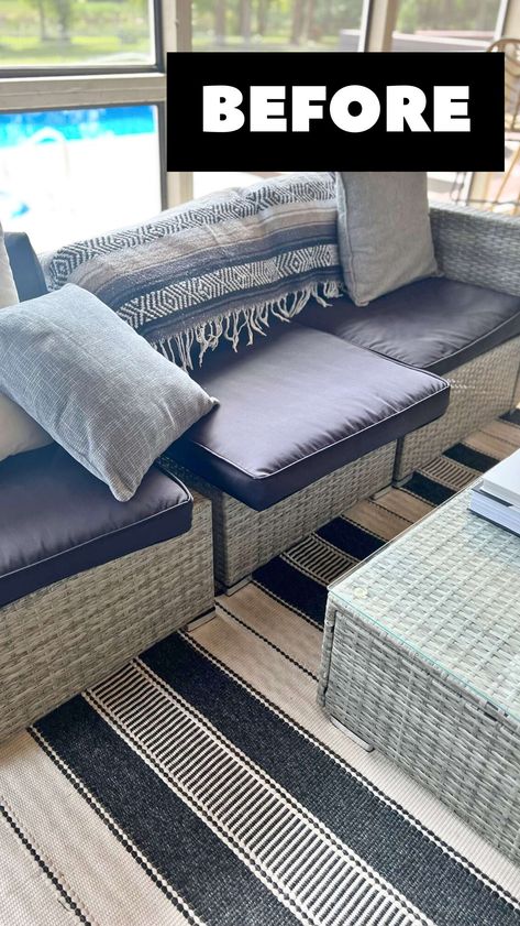 Keep Couch Cushions From Sliding, How To Keep Patio Cushions From Sliding, Couch Cushions Slipping, Diy Patio Cushions, Outdoor Couch Cushions, Door Diy Projects, Deck Colors, Cozy Patio, Kids Rooms Diy