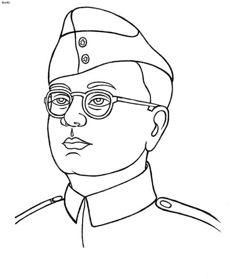 Netaji Sketch, National Leaders Drawing, Indian Freedom Fighters Drawings, Gandhiji Drawing Easy, Ambedkar Drawing Easy, Subhash Chandra Bose Sketch, Netaji Drawing, Subhash Chandra Bose Drawing, Easy Outline Drawings