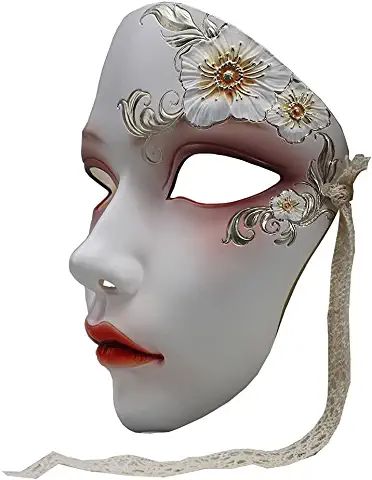 Witch Masquerade Mask, Porcelain Face Mask, Porcelain Mask Fantasy Art, Porcelaine Mask, Masks Art Ideas Design, Doll Mask Porcelain, Porcelain Mask Aesthetic, Red Mask Aesthetic, Cute Masks Aesthetic