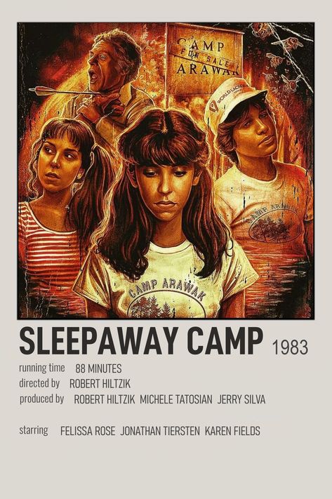 Sleepaway camp minimalist Polaroid alternative poster Slasher Film Posters, Sleepaway Camp Movie Poster, Sleepaway Camp Aesthetic Horror, Summer Slasher Movies List, Sleepaway Camp Poster, Horror Movie Polaroid Poster, Fall Watchlist, Sleepaway Camp Movie, Halloween Watchlist