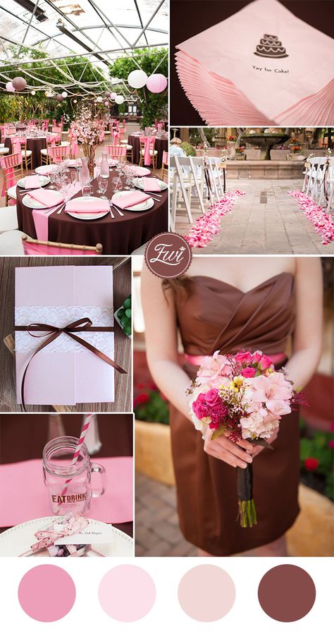 pink and chocolate brown wedding colors and pocket wedding invitations 2016 Pink And Chocolate Wedding Ideas, Brown Wedding Color Schemes, Light Brown Wedding, Pink And Brown Wedding, Tan Wedding Colors, Wedding Chart, Chocolate Brown Wedding, Pink Wedding Colors, Tan Wedding