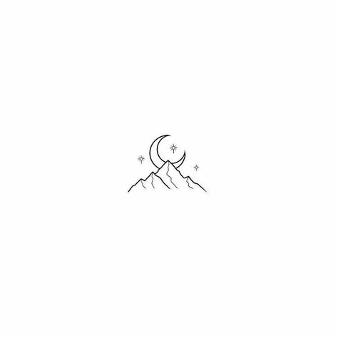 Tiny Mountain Tattoo Simple, Simple Mountain Tree Tattoo, Moon Over Mountains Tattoo, Minimal Acotar Tattoo, Mini Mountain Tattoo Simple, Tiny Tattoo Mountain, Mountain Flash Tattoo, Book Mountain Tattoo, Mountain Stars Tattoo