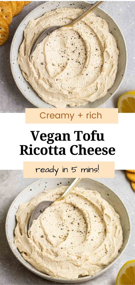 Tofu Ricotta Recipe Vegan, Vegan Ricotta Cheese Tofu, Vegan Tofu Ricotta, Tofu Ricotta Recipe, Ricotta Substitute, Cashew Ricotta Cheese, Vegan Eggplant Lasagna, Tofu Cashew, Vegan Ricotta Cheese