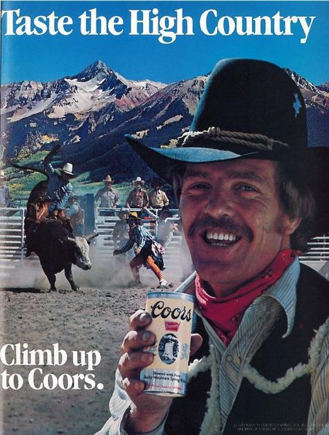 Vintage Coors Banquet, Coors Banquet Aesthetic, Coors Cowboy, Cowboy Camp, Coors Rodeo, Pbr Beer, Topi Vintage, Beer Ads, 80s Western