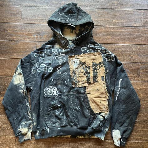 🌐TRIPLE3RD🌐 •+Pessimism+• Custom Rue Porter... - Depop Crust Punk Hoodie, Punk Hoodie Diy, Punk Shirt Diy, Crust Hoodie, Patch Hoodie Diy, Hoodie Patches, Punk Crafts, Patched Hoodie, Painted Hoodie