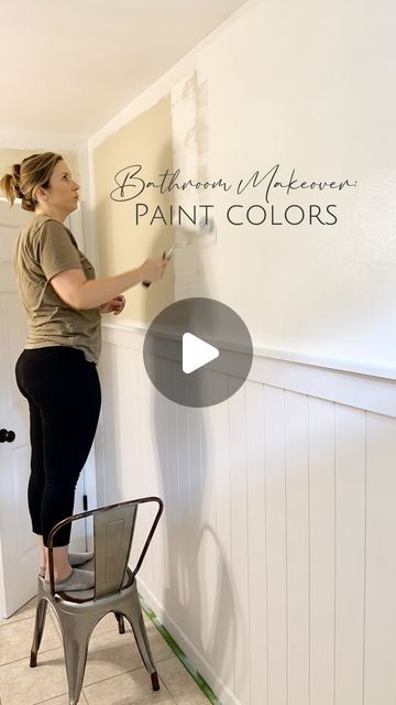 Katie Sharpe | DIY Tutorials | Home Decor | Interior Design on Instagram: "Bathroom Makeover Paint Colors

My most asked question is what paint colors I used in my sons’ bathroom makeover.

The colors I used were Sherwin Williams Alabaster (for the walls) balanced beige (for the shiplap accent wall) and sage green light (for the vanity).

I love how these three colors work together in this space! I didn’t originally plan to paint the vanity green but I’m so happy it turned out this way! 

I’m loving beige and green paint right now! 
What color paints have you loved lately?

#paintedwalls #paintedshiplap #shiplapwalls #shiplap #accentwall #wallpanelling #simplediy #diy #diybathroom #bathroommakeover #sherwinwilliams #sherwinwilliamspaint #bathroomrenovation #greenpaint #bathroomvanity #befo Diy Wall Paneling, Accent Wall Diy, Shiplap Bedroom, Diy Home Updates, Painted Vanity Bathroom, Painted Vanity, Bathroom Transformation, Shiplap Accent Wall, Farmhouse Paint Colors