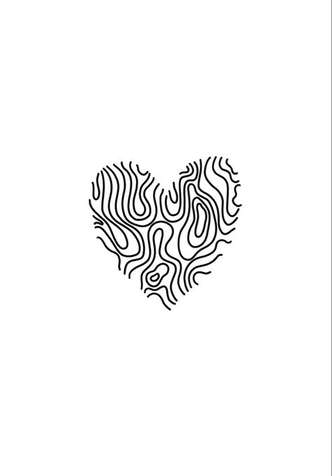 Squiggly Heart Tattoo, Wavy Heart Tattoo, Abstract Heart Tattoo, Continuous Line Tattoos, Minimal Line Art Tattoo, Heart Tattoo Flash, Heart Line Art, Continuous Line Tattoo, Aa Tattoos