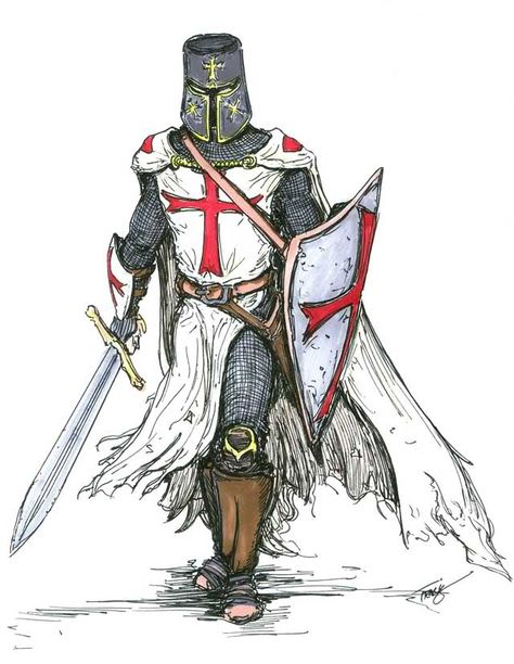 LA EDAD MEDIA Templar Knight Tattoo, English Knights, Knight Drawing, Knight Tattoo, Crusader Knight, Late Middle Ages, Knight Art, Knight Armor, Armor Of God