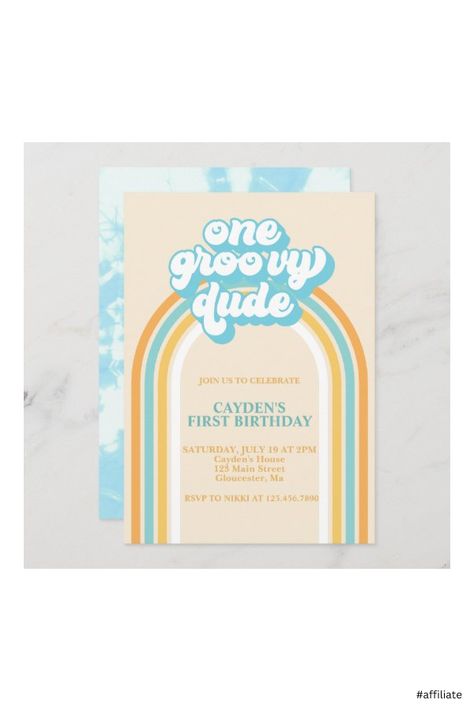 One Groovy Dude Birthday Decor, Boy Invitations Birthday, Groove One Birthday, Two Groovy Boy Birthday, One Groovy Dude Birthday, 1 Birthday Boy Themes, Unique 1st Birthday Themes Boys, 1st Birthday Themes Boy, One Groovy Dude