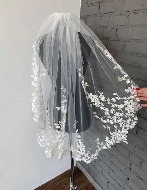 Wedding Veil Short Veil Wedding Lace Bridal Veil Lace Veil - Etsy UK Short Veil Wedding, Wedding Veil Short, Elbow Veil, Short Veils Bridal, Floral Wedding Veils, Veil Short, Wedding Veils Short, Lace Veils Bridal, Chapel Length Veil