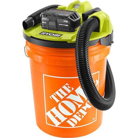 New Ryobi Cordless Vacuum Works with 5 Gallon Buckets 5 Gallon Buckets, Vacuum Accessories, Cordless Vacuum, Buckets, Home Depot, House Ideas, It Works, Garage, Woodworking