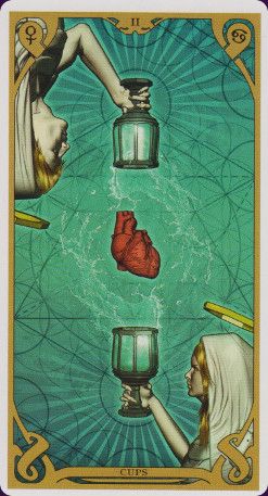 Night Sun Tarot Deck | Two of Cups Card | Modern Oracle Art | Tarot Cups Suit | Pip Cards | Divination                                                                                                                                                                                 More Two Of Cups Tarot, Two Of Cups, Oracle Art, Cups Tarot, Rich Art, Tarot Astrology, Tarot Cards Art, Minor Arcana, Tarot Art