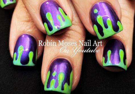 Maleficent Nails, Halloween Nails Diy, Green Slime, Holloween Nails, Neon Green Nails, Halloween Nails Easy, Halloween Acrylic Nails, Nail Art For Beginners, Nails Diy