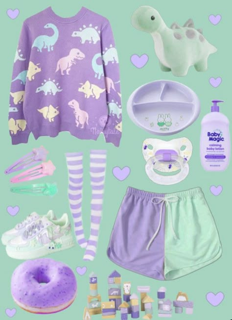 Toddlercore Outfits, Littleforbig Outfits, Pastel Kidcore Aesthetic Outfit, Cute Kidcore Outfits, Lil Space Outfits, Age Re Outfits, Ageregre Outfit, Little Outfits Sfw, Age Regressing Outfits