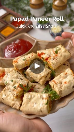 394K views · 15K reactions | Papad Paneer Roll | Quick And Easy Snack 
.
Ingredients 
Paneer - 5,6 slices 
Red chilli powder - 1 tsp
Turmeric powder - 1 tsp
Coriander powder - 1 tsp
Coriander - 1 tbsp
Lemon juice - 1 tsp
Urad Dal Papad 

#foodporn #foodblogger #food #foodie #healthyfood #foodpics #yumm #yummy #delicious #cooking #trending #viralreels #viral #foodlover #instafood #foodism #yummyfood #yummyyummy #foodlovers #oddy #papad 
Oven / Airfryer : Bake 180 degree for 10 minutes | Foodie Gujarati | Mohit Chauhan · Rang Lageya Paneer Recipes Indian Snacks, Papad Recipe Indian, Quick Snacks Easy Indian, Paneer Roll, Paneer Snacks, Vegetarian Recepies, Urad Dal, Red Chilli Powder, Healthy Recipes Easy Snacks