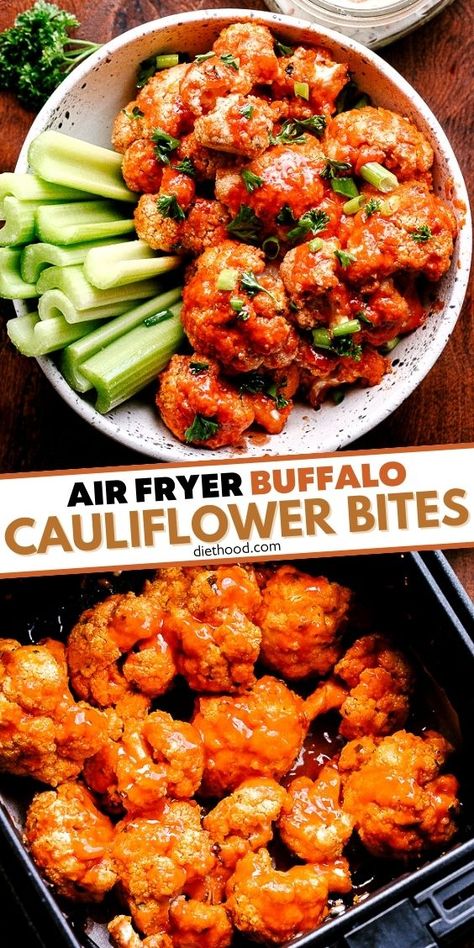 Cauliflower Chicken Wings, Easy Air Fryer Recipes Vegetarian, Veggie Bites Appetizers, Cauliflower Recipes In Air Fryer, Cauliflower Airfryer Recipe, Hot Cauliflower Recipes, Airfryer Recipes Healthy Low Carb, Veggies Air Fryer, Delicious Cauliflower Recipes