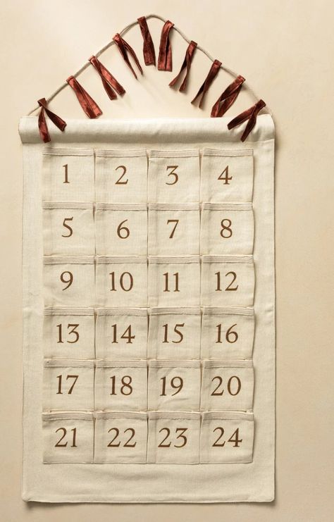 Minimalist Advent Calendar, Polaroid Advent Calendar, Holiday Calender, Quilted Advent Calendar, Holiday Entryway, Holiday Living Room, Wooden Advent Calendar, Book Baskets, Gift Wrap Ribbon