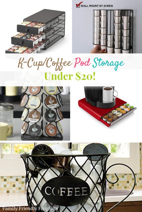 K-Cup or Coffee Pod Storage Ideas for Less Than $20 (Cheapest On Sale For Just $11!) Cute K Cup Storage Ideas, Keurig Coffee Pod Storage, K Cups Storage Ideas, Keurig Storage Ideas, Kpod Storage, How To Store Coffee Pods, Kerig Cups Storage Ideas, Ideas For Kcup Storage, Diy Kcup Pod Holder