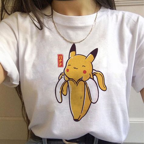 Pikachu Funny, Pokemon Women, Kawaii Sweatshirt, Pokemon Shirts, Pokemon Clothes, Pokemon T, Harajuku Women, Spring T Shirts, Anime Tshirt