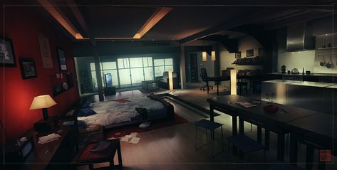 Office Concept Art, Rundown Apartment, Sci Fi Apartment, Cyberpunk Apartment, Futuristic Bedroom, Evelynn League Of Legends, Office Concept, Spaceship Interior, Futuristic Home